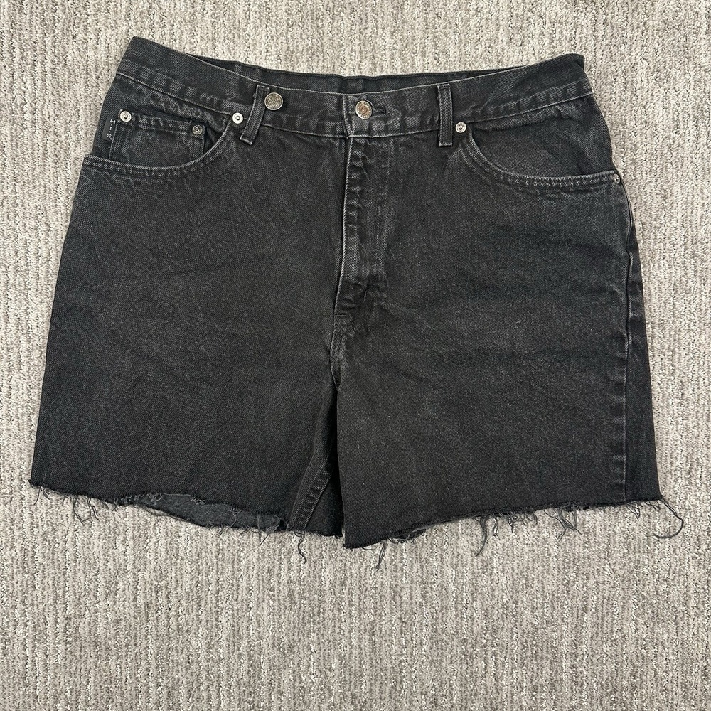 H.I.S. Jean Shorts Jorts Men's 34 Black Denim Skate Vintage‎ Y2K Grunge Raw Hem